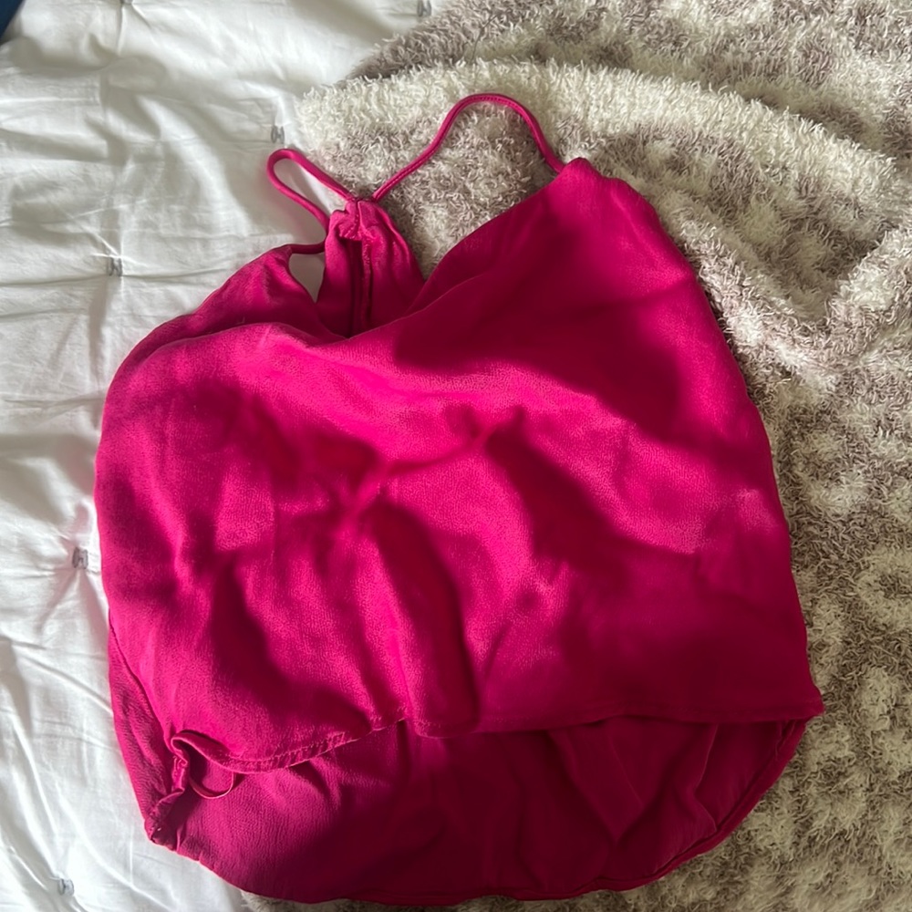 hot pink zara satin top